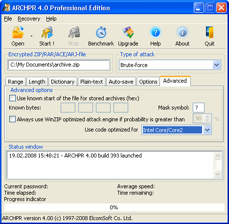 Advanced Archive Password Recovery Screenshot